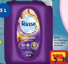RİNSO SIVI DETERJAN ARGAN ÖZÜ RENKLİLER 5 L fiyat ve kampanya bilgisi